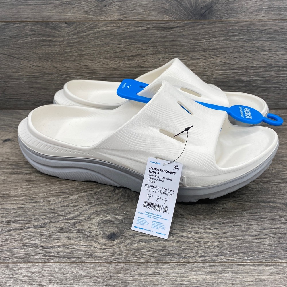 Hoka Ora Recovery Slide 3 Mens 12 Womens 14 Alabaster Stardust 1135061 ATRS